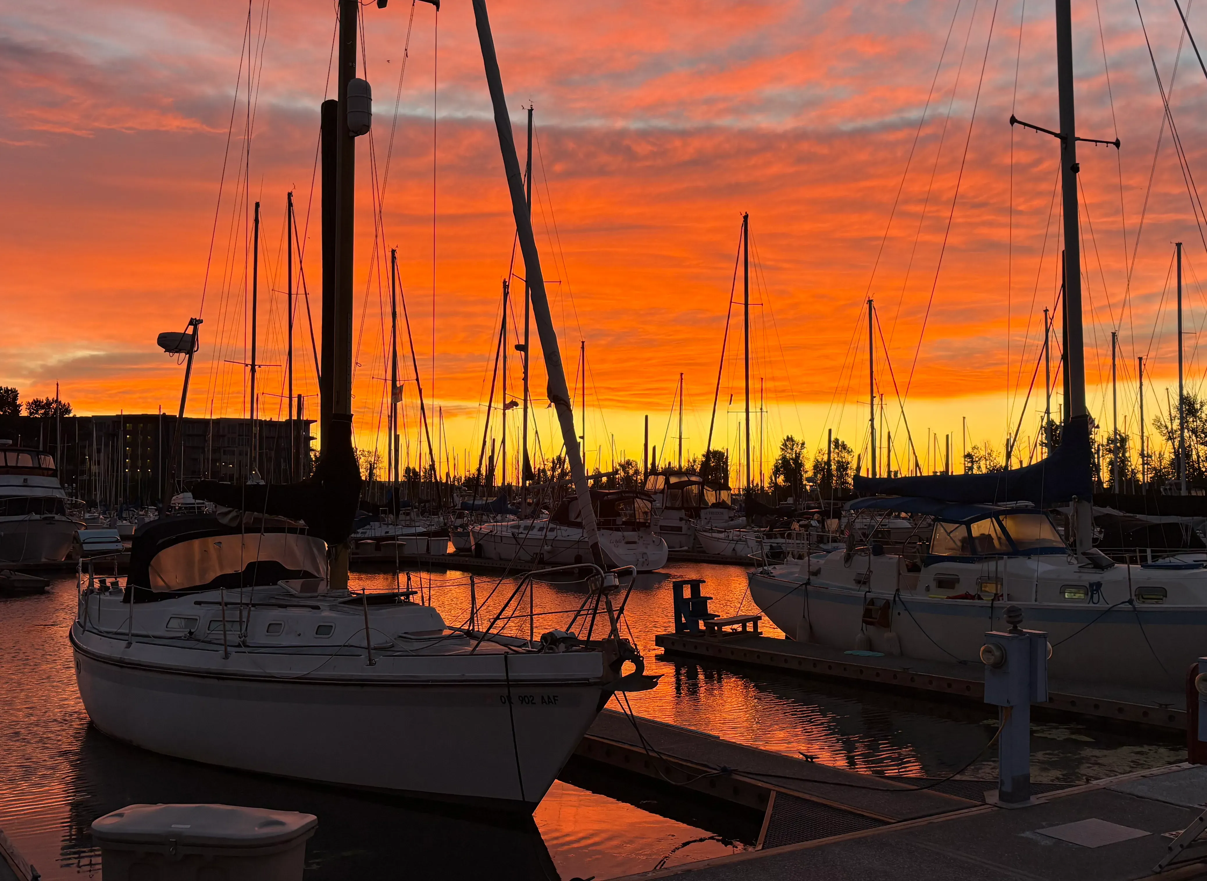 Sunset over Tomahawk Bay Marina