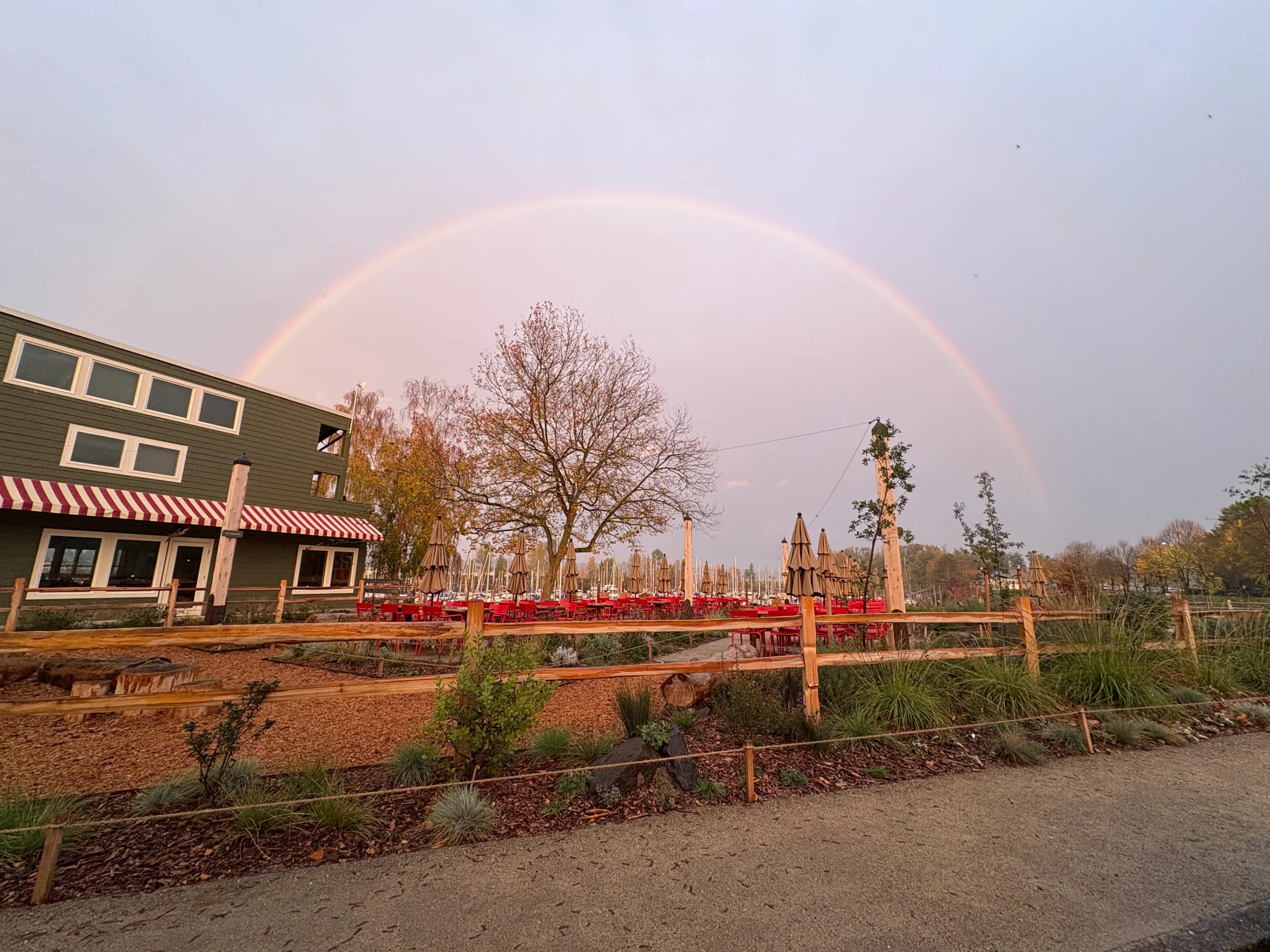 Rainbow of the green space at Tomahawk Bay Marina